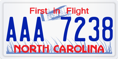 NC license plate AAA7238