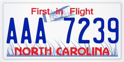 NC license plate AAA7239