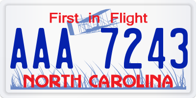 NC license plate AAA7243