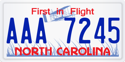 NC license plate AAA7245