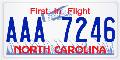 NC license plate AAA7246