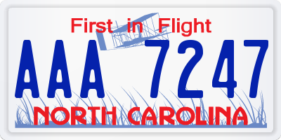 NC license plate AAA7247