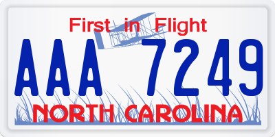 NC license plate AAA7249