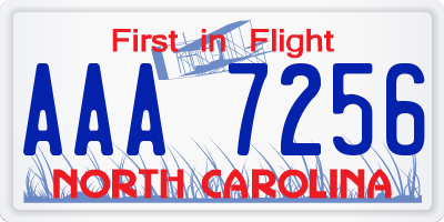 NC license plate AAA7256