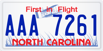 NC license plate AAA7261