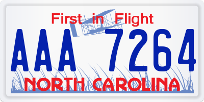 NC license plate AAA7264