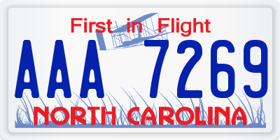 NC license plate AAA7269