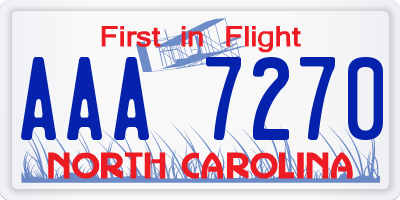 NC license plate AAA7270