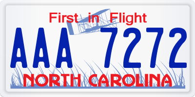 NC license plate AAA7272