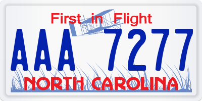 NC license plate AAA7277