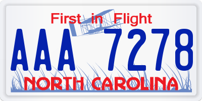 NC license plate AAA7278