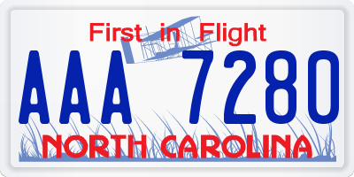 NC license plate AAA7280