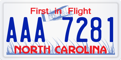 NC license plate AAA7281