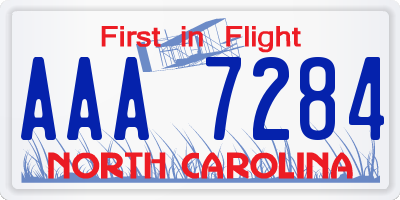 NC license plate AAA7284