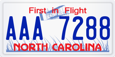 NC license plate AAA7288