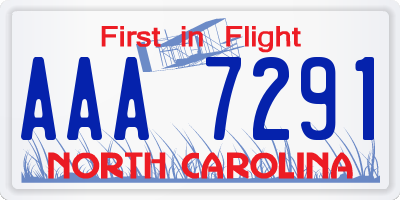 NC license plate AAA7291