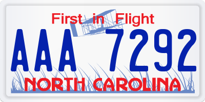 NC license plate AAA7292