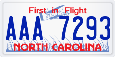 NC license plate AAA7293