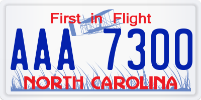NC license plate AAA7300