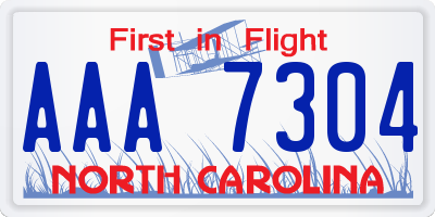 NC license plate AAA7304