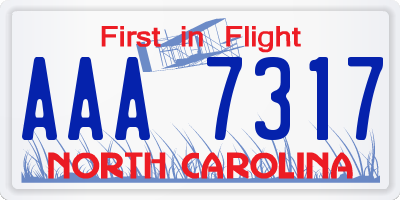 NC license plate AAA7317