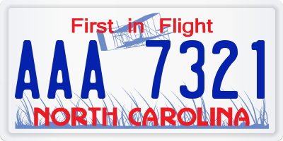 NC license plate AAA7321
