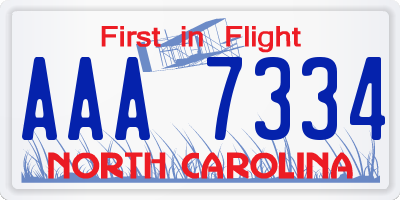 NC license plate AAA7334