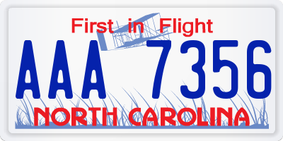 NC license plate AAA7356