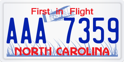 NC license plate AAA7359