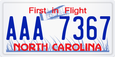 NC license plate AAA7367