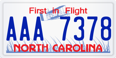 NC license plate AAA7378