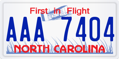 NC license plate AAA7404