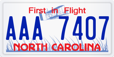 NC license plate AAA7407