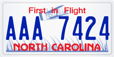 NC license plate AAA7424