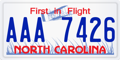 NC license plate AAA7426