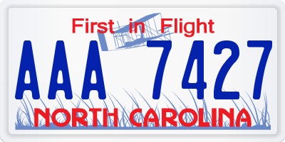 NC license plate AAA7427