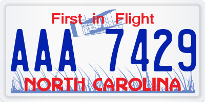 NC license plate AAA7429