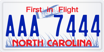 NC license plate AAA7444