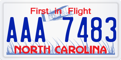 NC license plate AAA7483