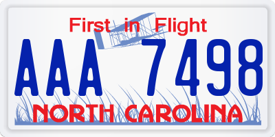 NC license plate AAA7498