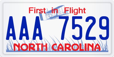 NC license plate AAA7529