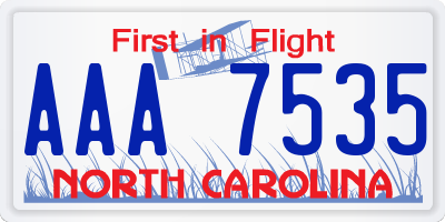 NC license plate AAA7535