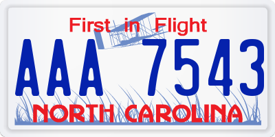 NC license plate AAA7543