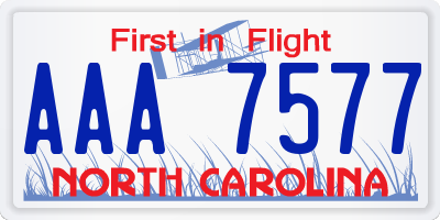 NC license plate AAA7577