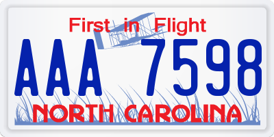 NC license plate AAA7598