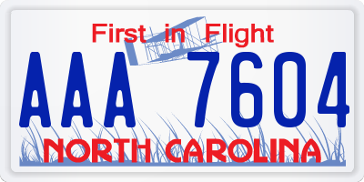 NC license plate AAA7604