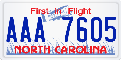 NC license plate AAA7605