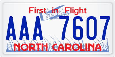 NC license plate AAA7607