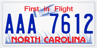 NC license plate AAA7612