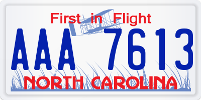 NC license plate AAA7613